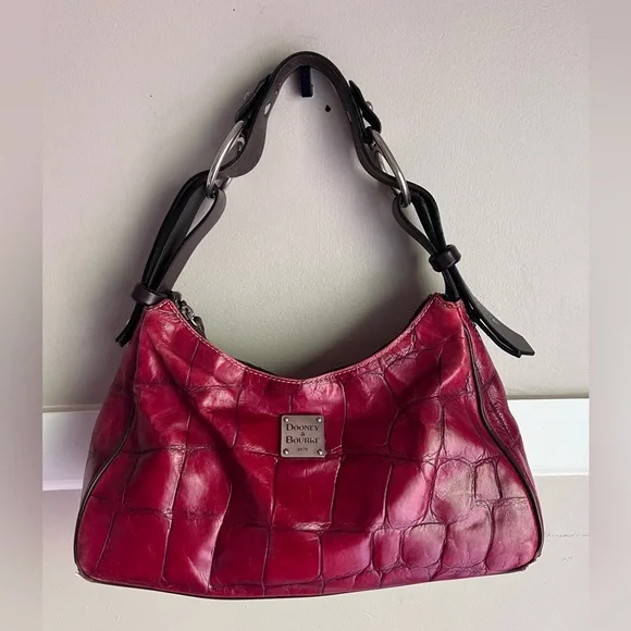 Dooney & Bourke Cranberry Croc-Embossed Leather Shoulder Bag - Picture 3 of 6